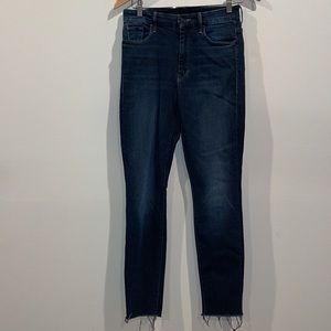 mother high waisted ankle fray jeans